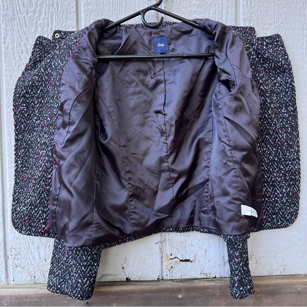 Gap Speckled Zig Zag Herringbone Patterned Button… - image 6